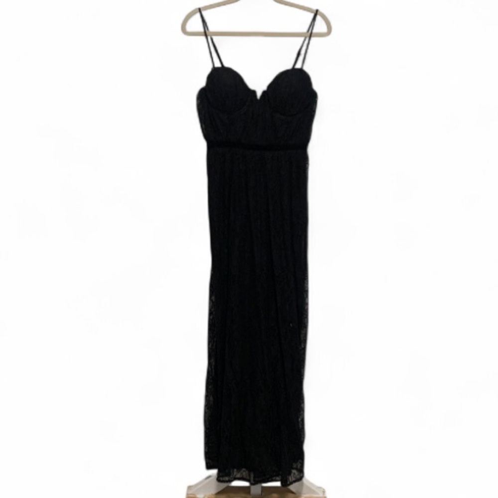 Lulus Black Lace Bustier Maxi Dress